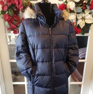 XL KENNETH COLE Long Puffer Faux Fur Coat